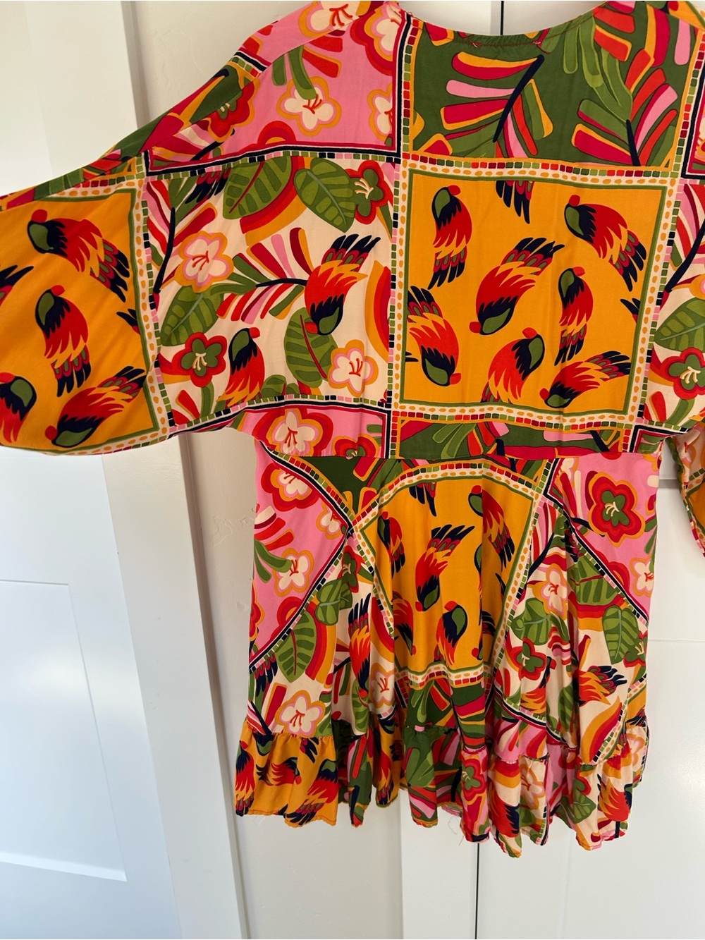 Tropical Patchwork Maxi Dress - Pink, Green & Yellow - Picture 4 of 8